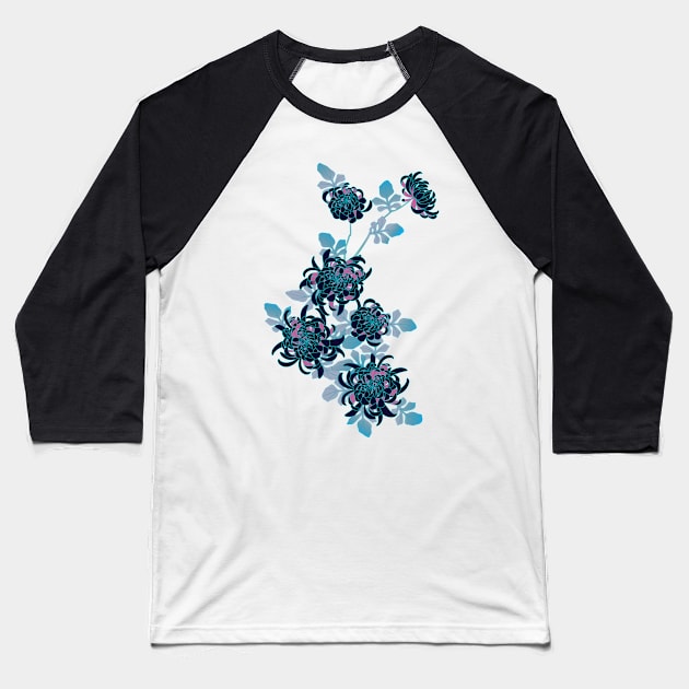 Kiku chrysanthemum Japanese style Baseball T-Shirt by Blacklinesw9